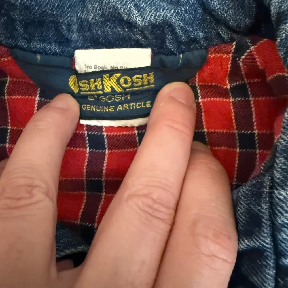 Vintage OshKosh B'Gosh Denim Jacket Flannel Lined‎ Kids Size 5 Retro Made In USA
